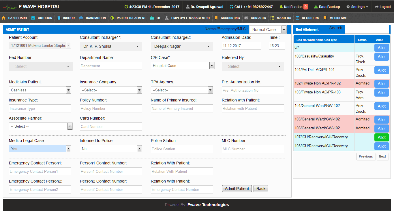 Pwave Hospital Management Software Screenshot 1