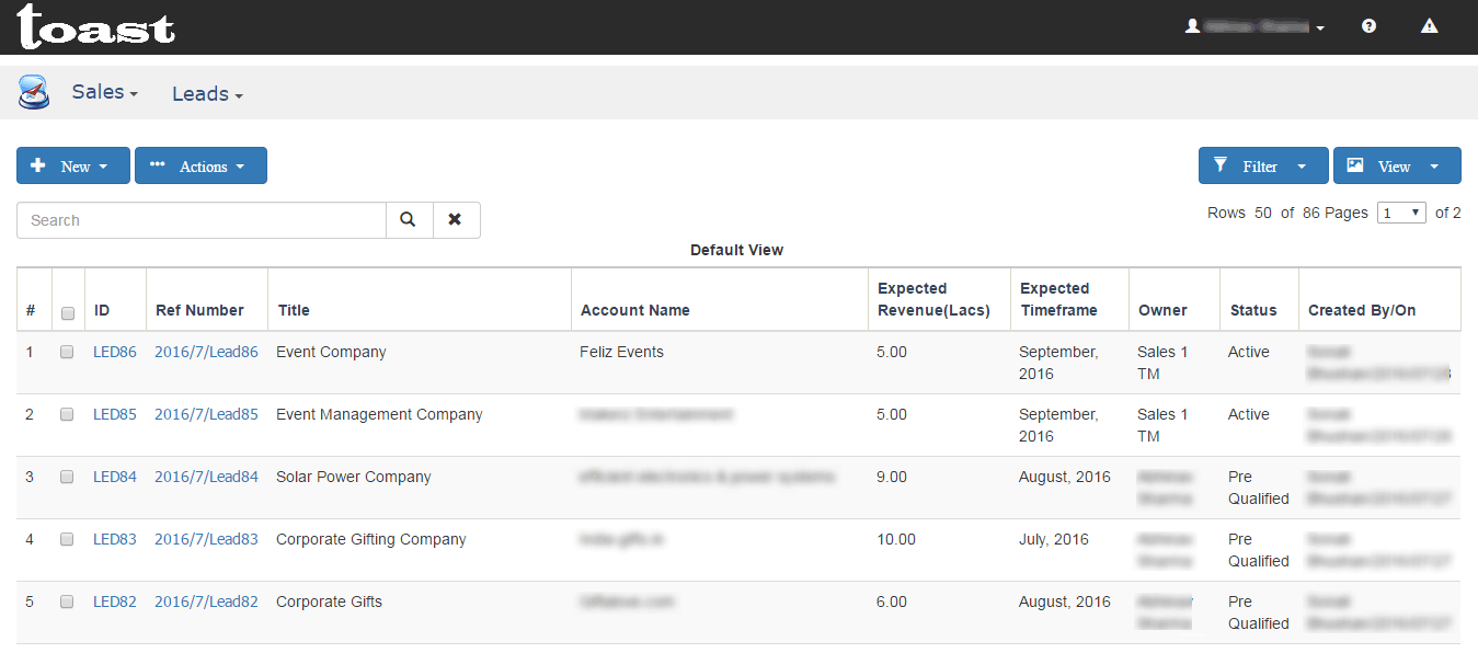  toast CRM  Screenshot 1
