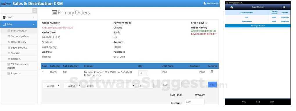 Service007 Distribution Management CRM & App Screenshot 1