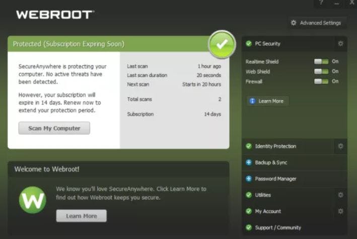 Webroot SecureAnywhere Screenshot 1