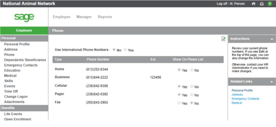 Sage HRMS Screenshot 1