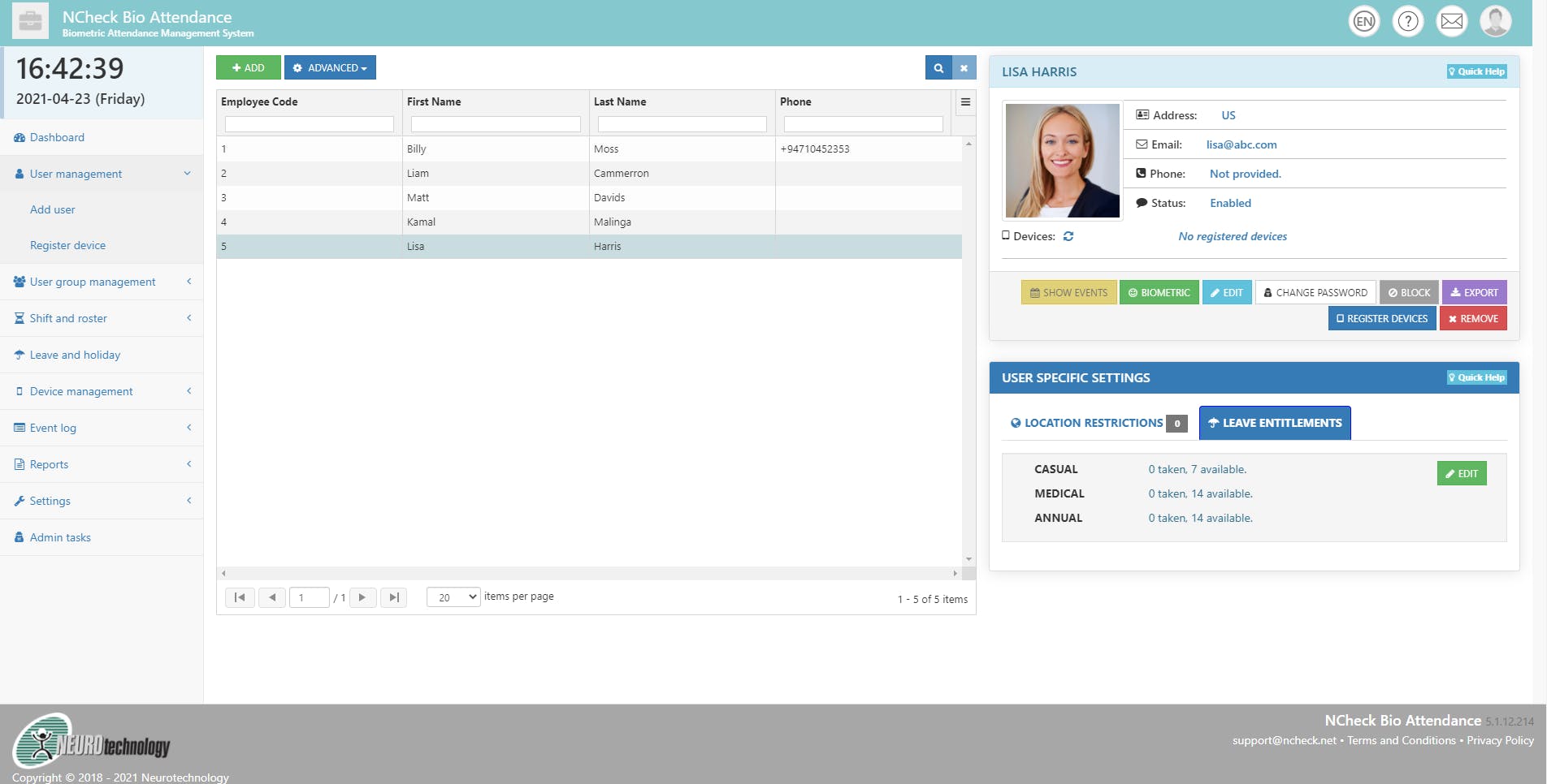NCheck Bio Attendance Screenshot 2
