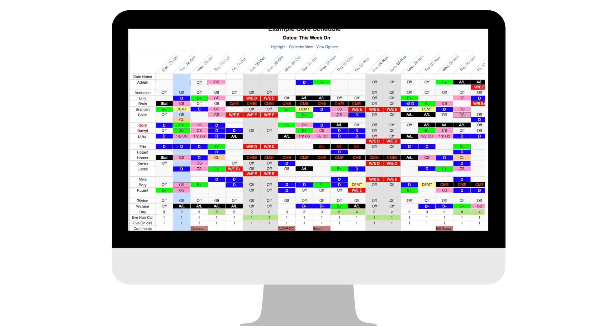 Core Schedule Screenshot 1