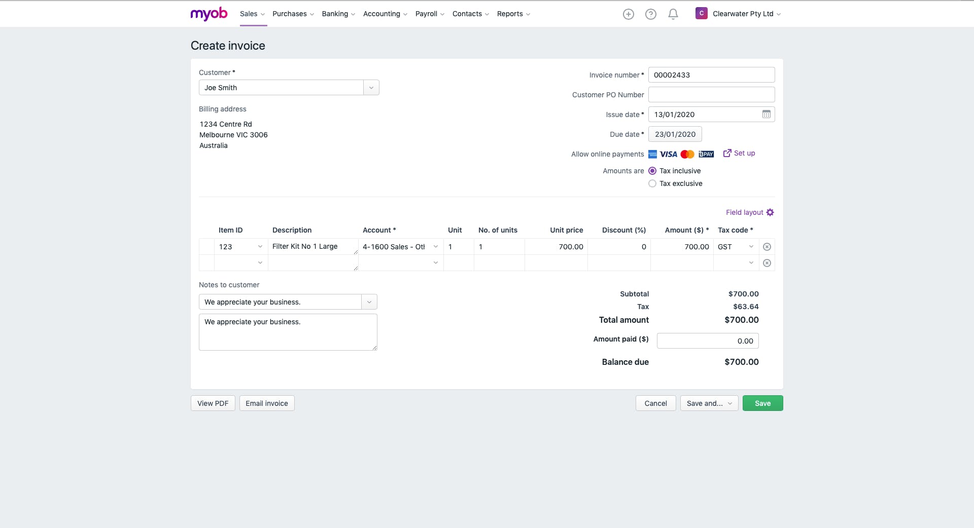 MYOB Business Screenshot 1