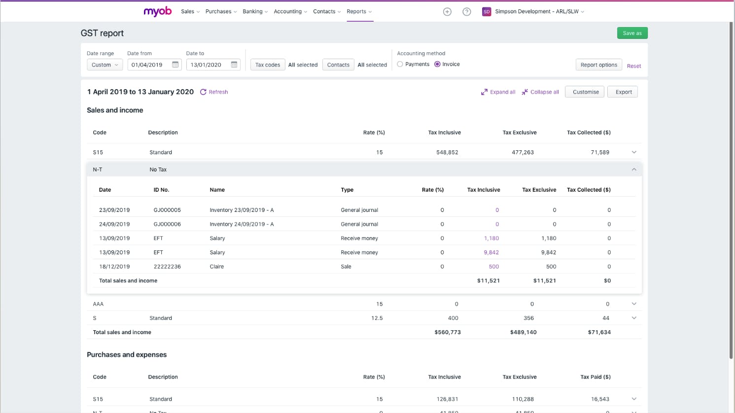 MYOB Business Screenshot 3
