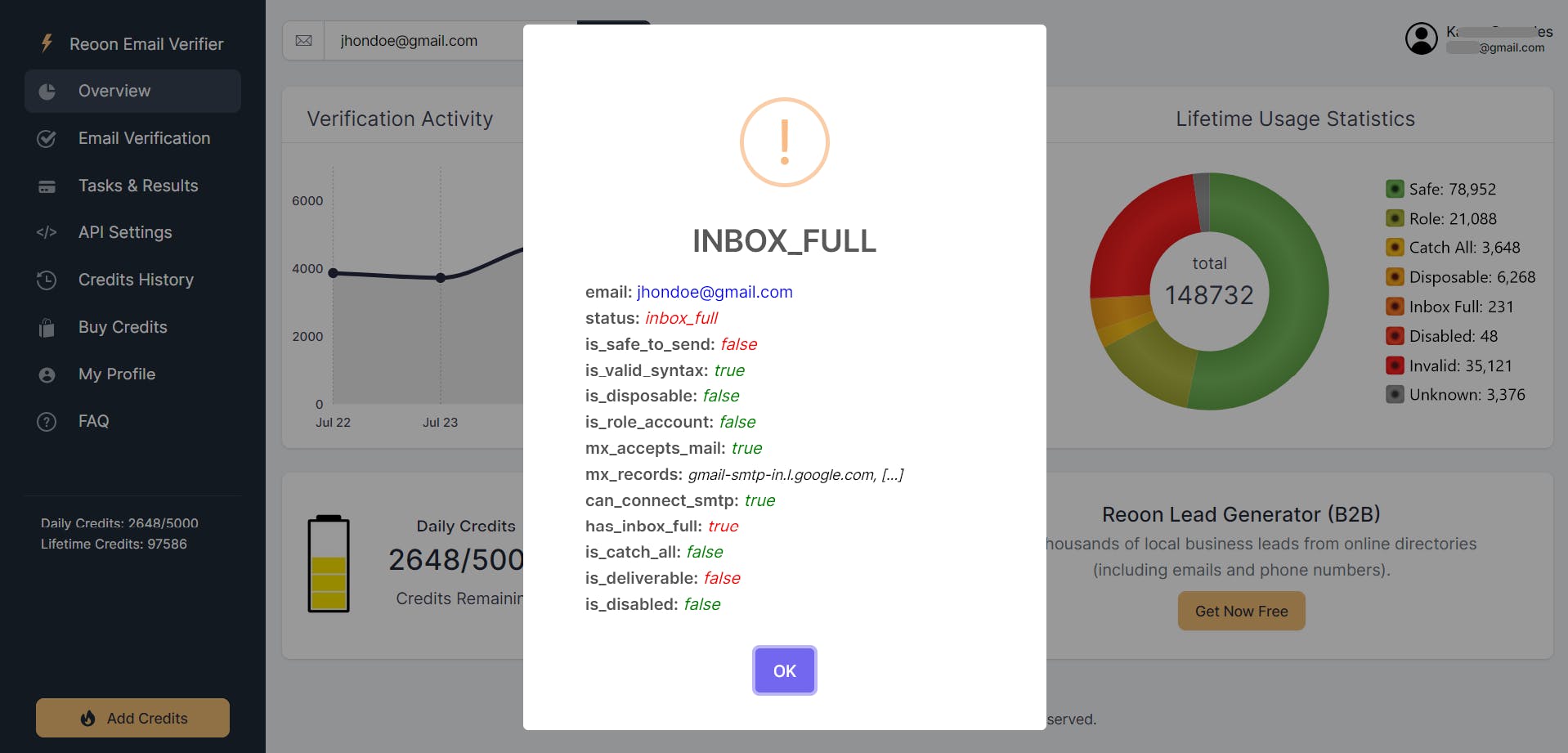 Reoon Email Verifier Screenshot 2