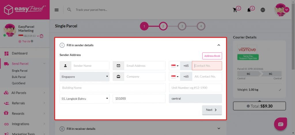 EasyParcel Screenshot 1