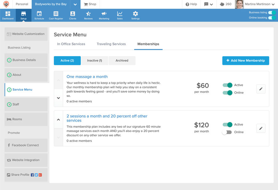 MassageBook Screenshot 2
