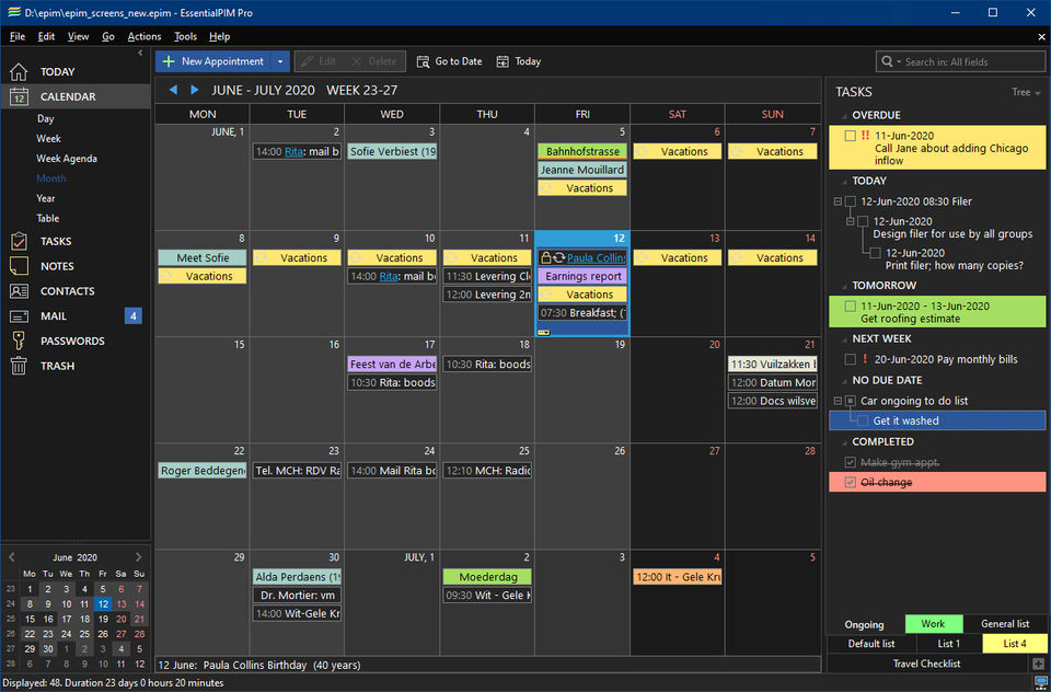 EssentialPIM Screenshot 1