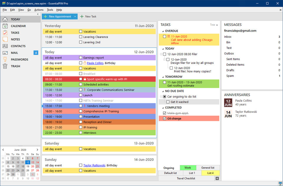 EssentialPIM Screenshot 2