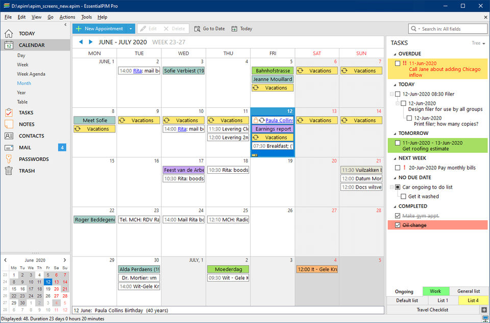 EssentialPIM Screenshot 4