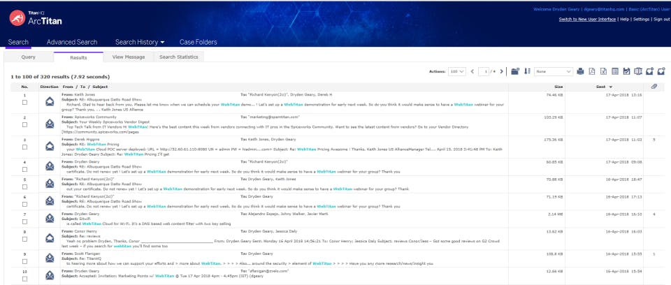 ArcTitan Email Archiving Screenshot 1