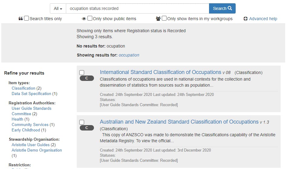 Aristotle Metadata Registry Screenshot 2