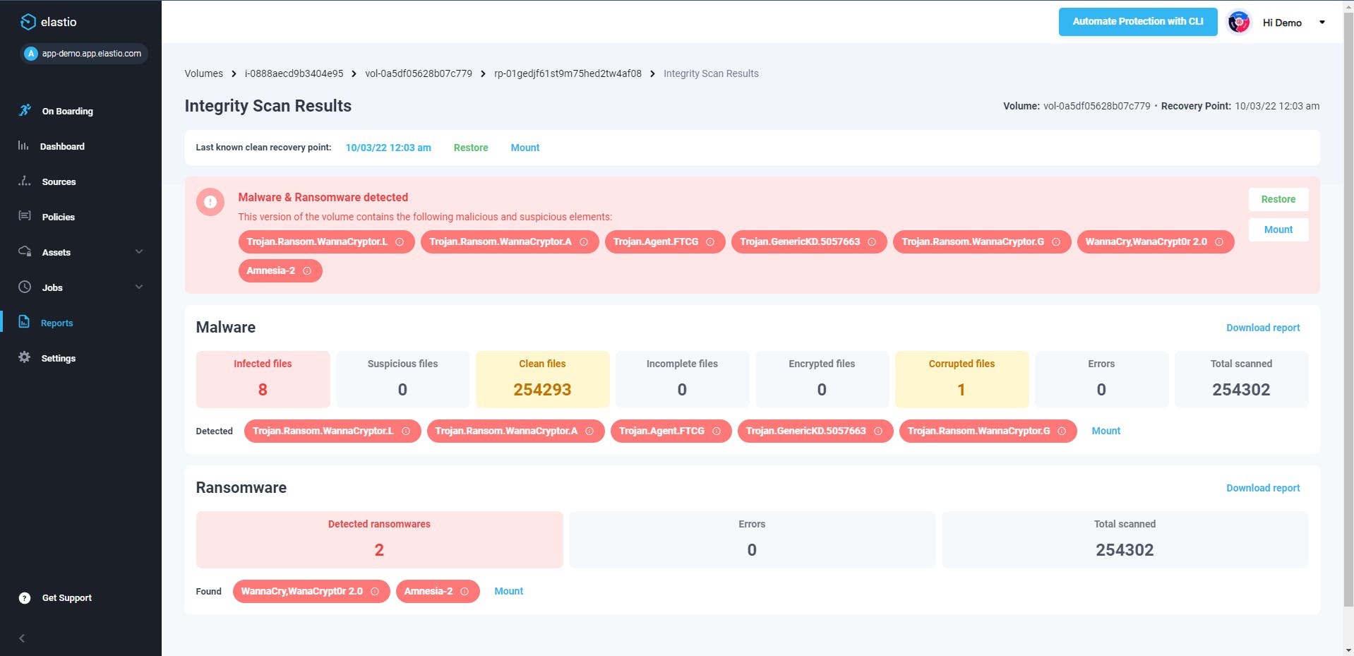 Elastio Cyber Recovery Screenshot 3