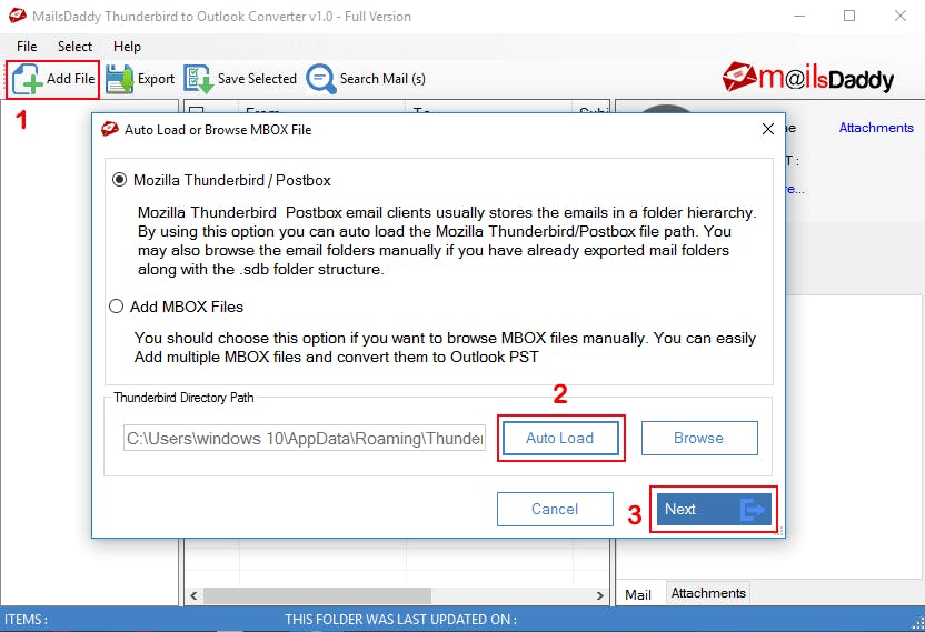 Thunderbird Outlook Converter Screenshot 1