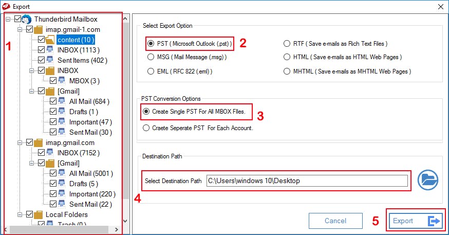 Thunderbird Outlook Converter Screenshot 4