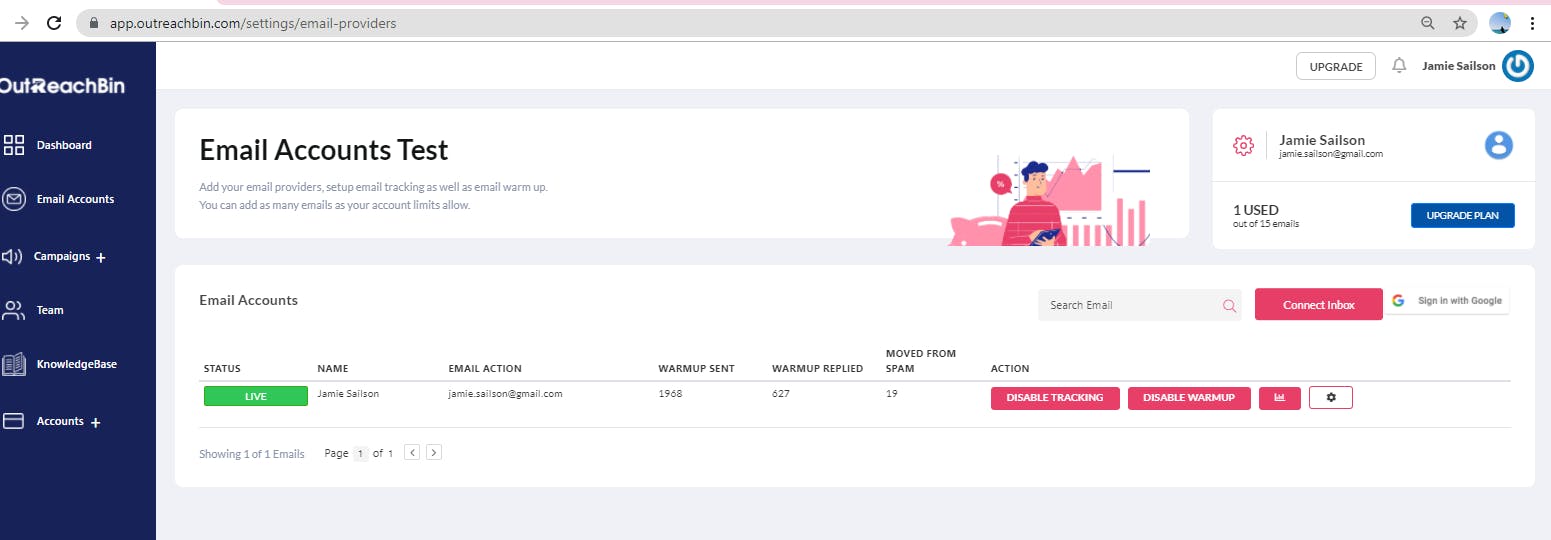 Outreachbin Screenshot 2