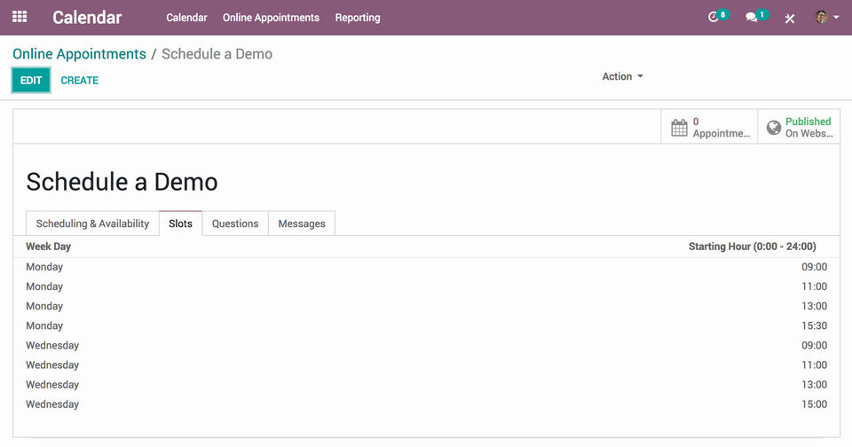 Odoo Appointments Screenshot 1