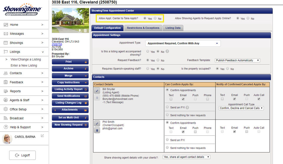 ShowingTime Appointment Center Screenshot 1
