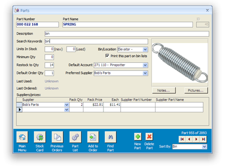 Parts Tracker Screenshot 1