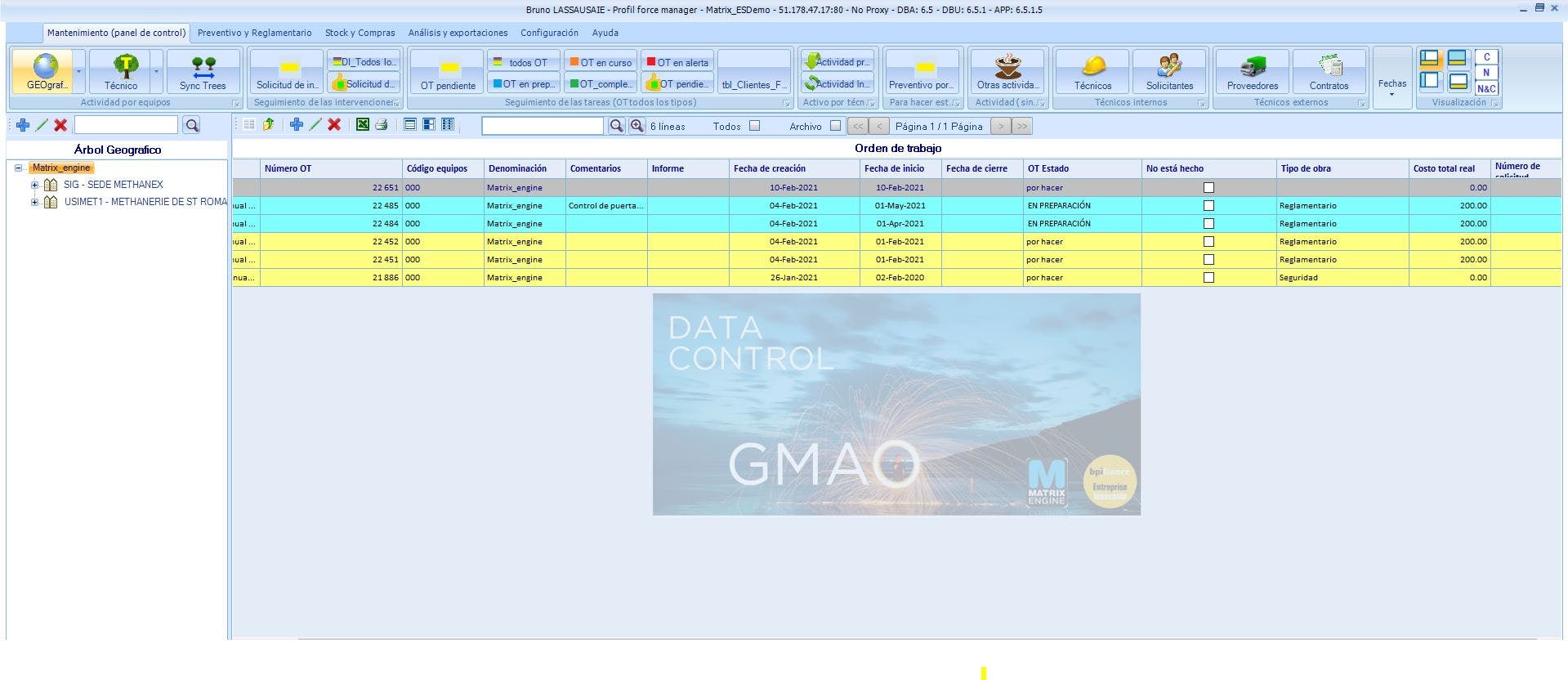 Matrix Engine GMAO Screenshot 1