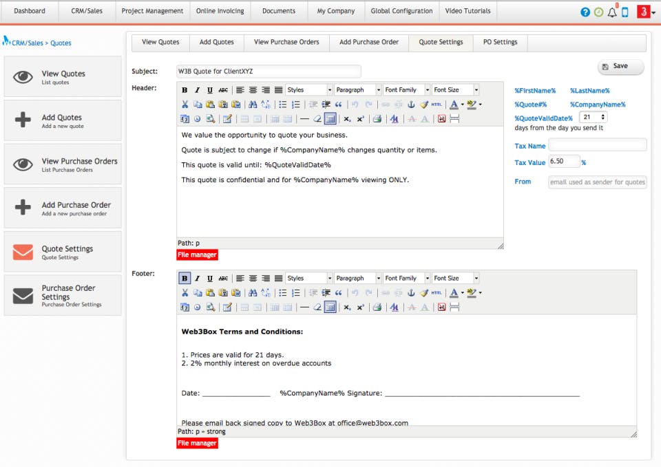 W3B CRM Screenshot 2