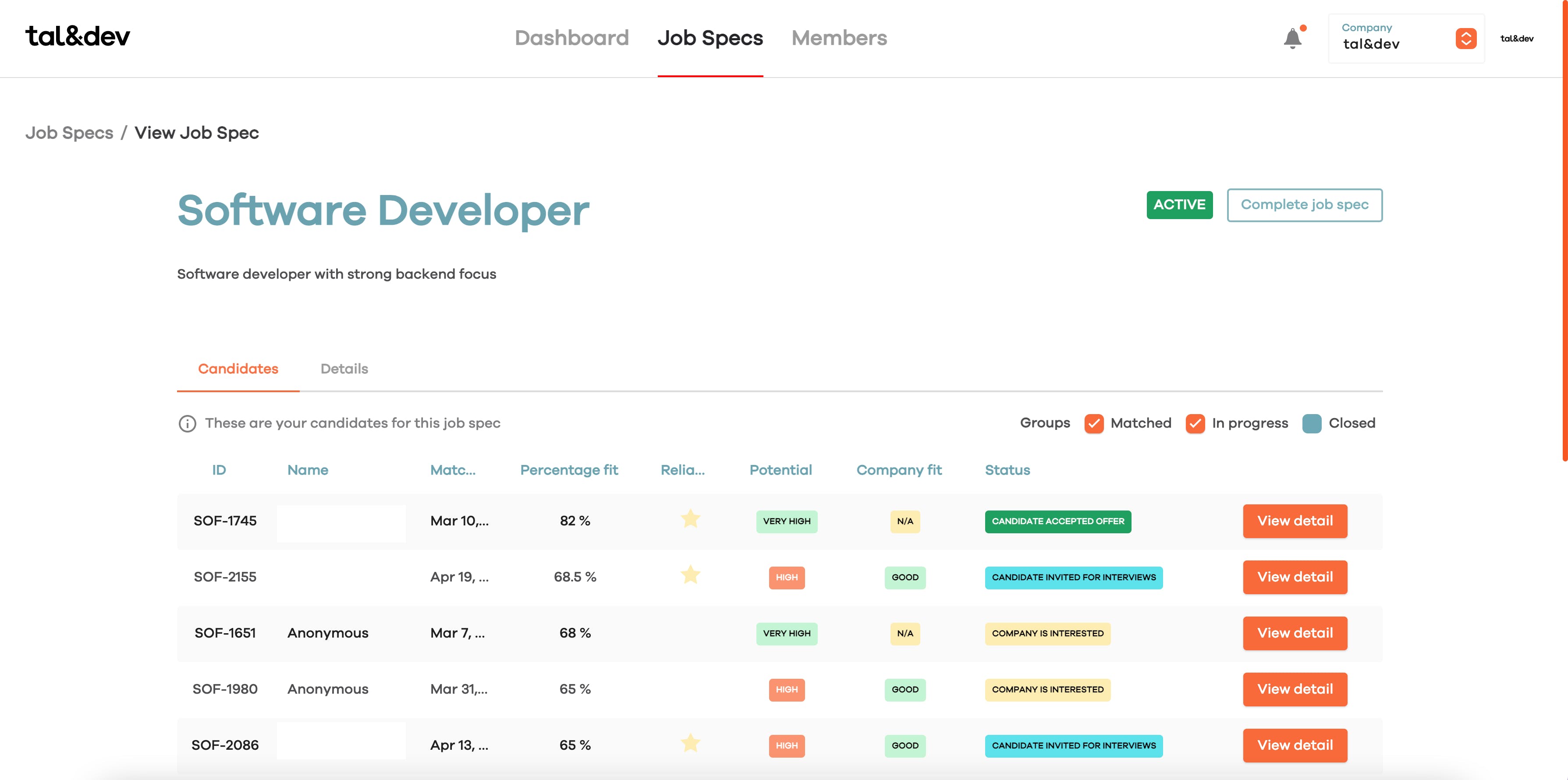 tal&dev Screenshot 1