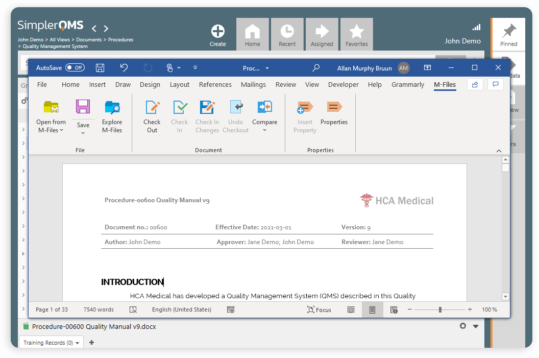 SimplerQMS Screenshot 1