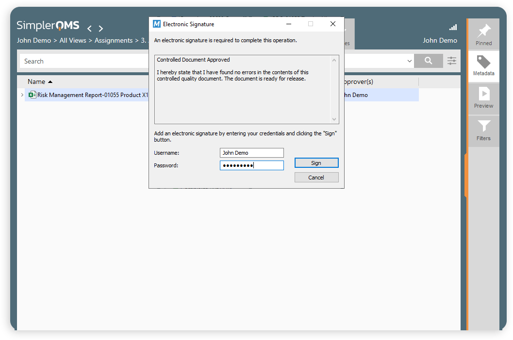 SimplerQMS Screenshot 2