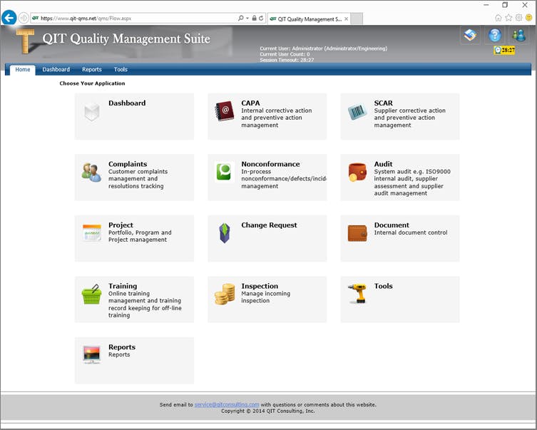 QIT Enterprise Quality Management Screenshot 1