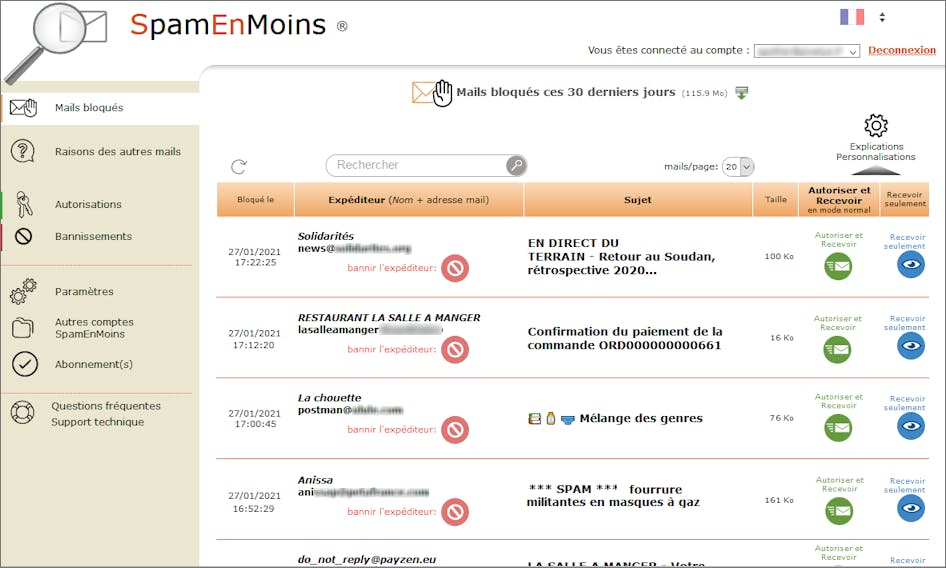 SpamEnMoins Screenshot 1