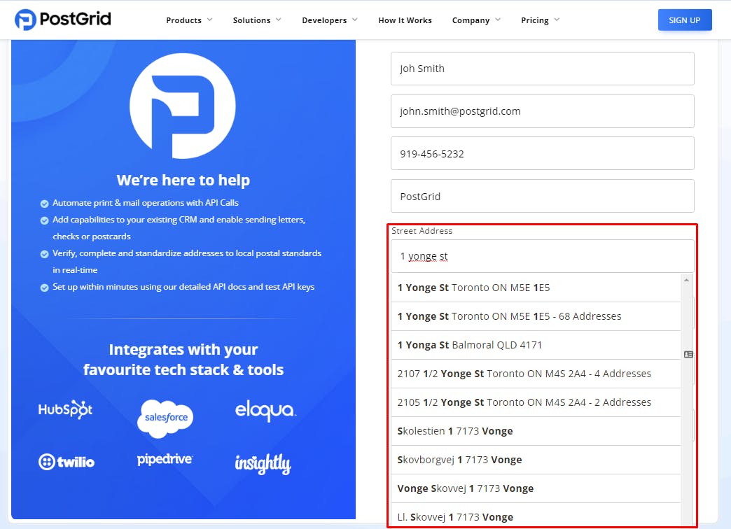 PostGrid Address Verification Screenshot 3