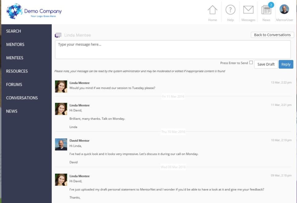 sfG MentorNet Screenshot 2