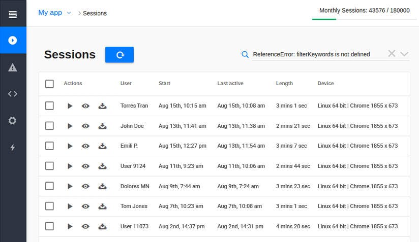 SessionStack Screenshot 3
