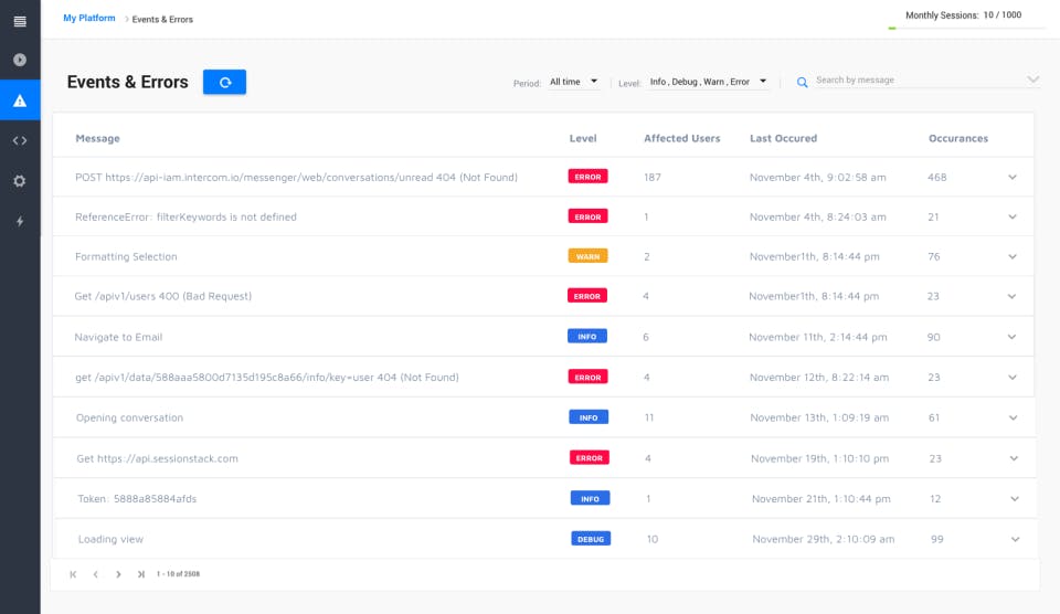 SessionStack Screenshot 4