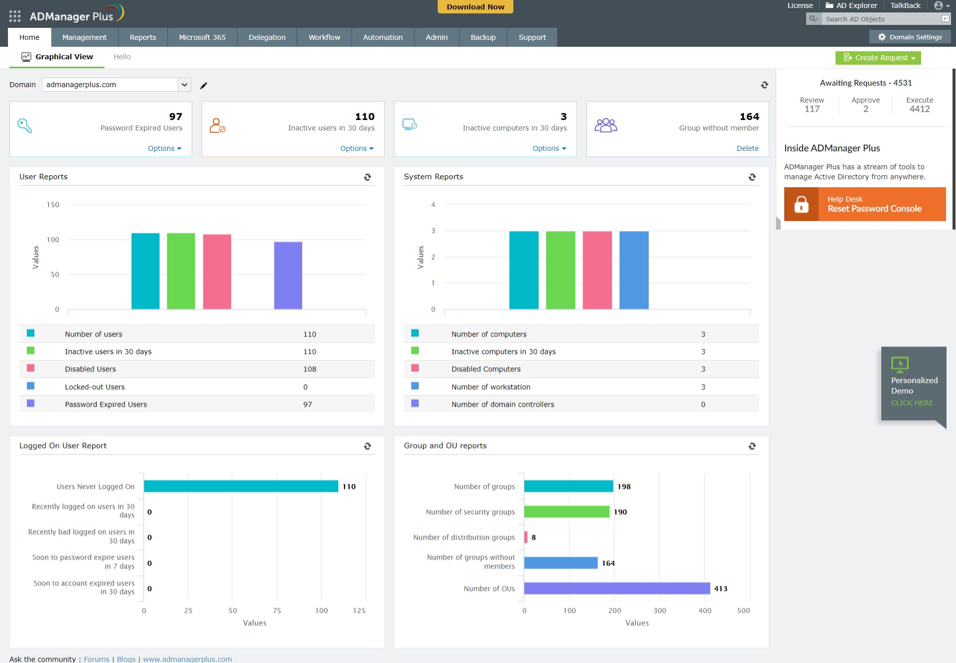ManageEngine ADManager Plus Screenshot 1