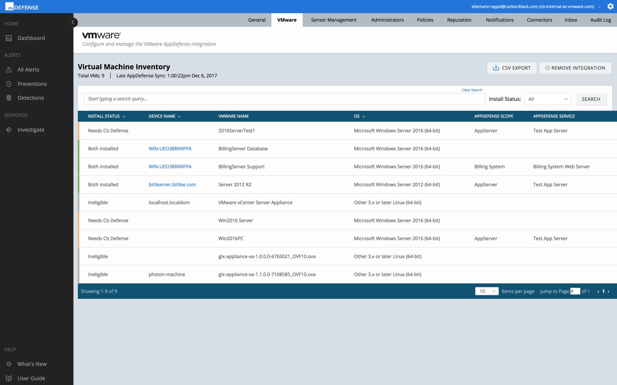 Carbon Black Endpoint Screenshot 1