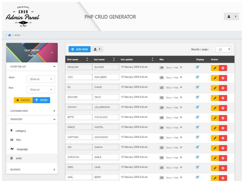 PHP CRUD Generator Screenshot 3