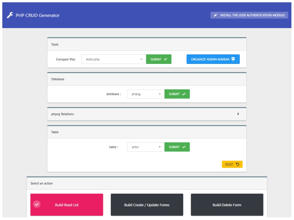 PHP CRUD Generator Screenshot 4