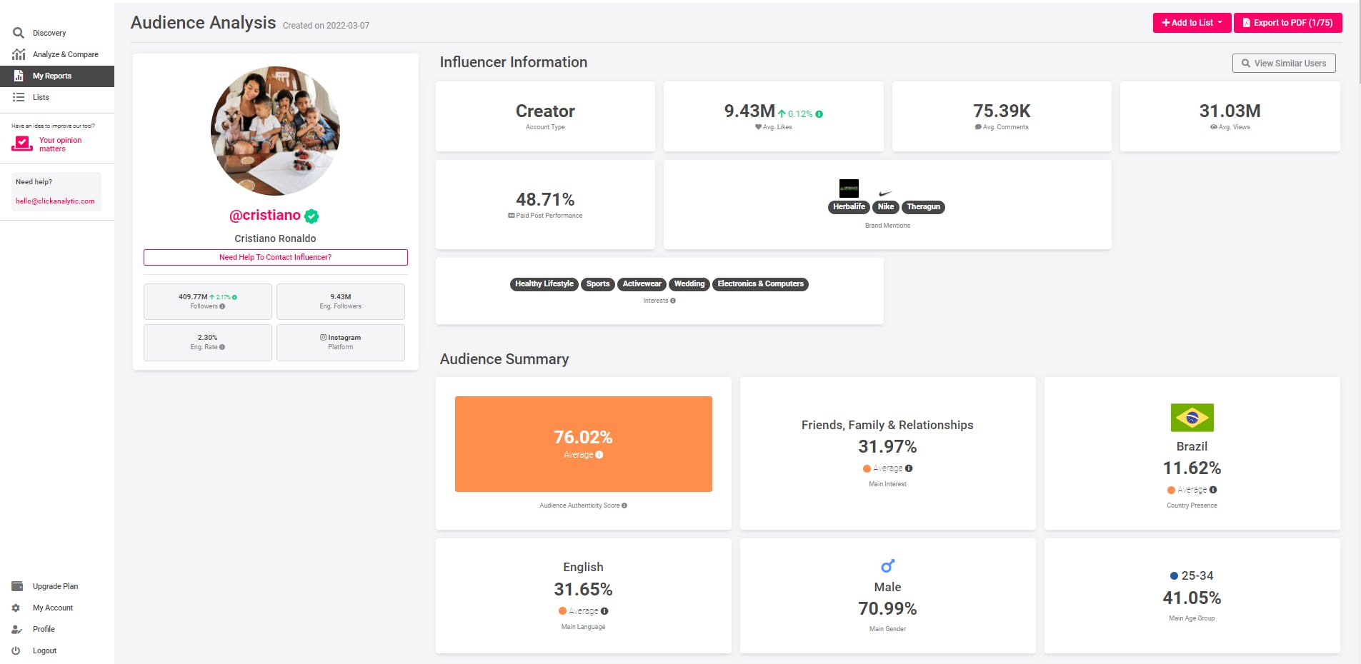 Click Analytic Screenshot 2
