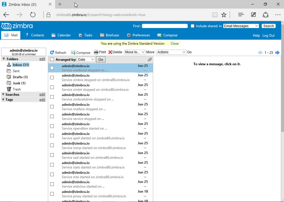 Zimbra Collaboration Screenshot 2