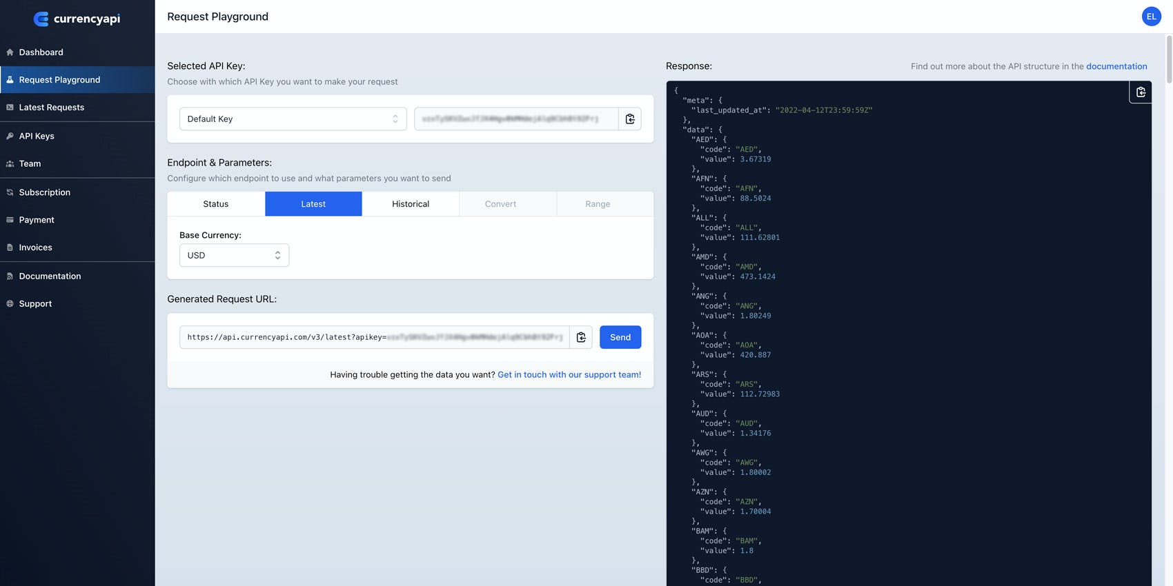 currencyapi.com Screenshot 2