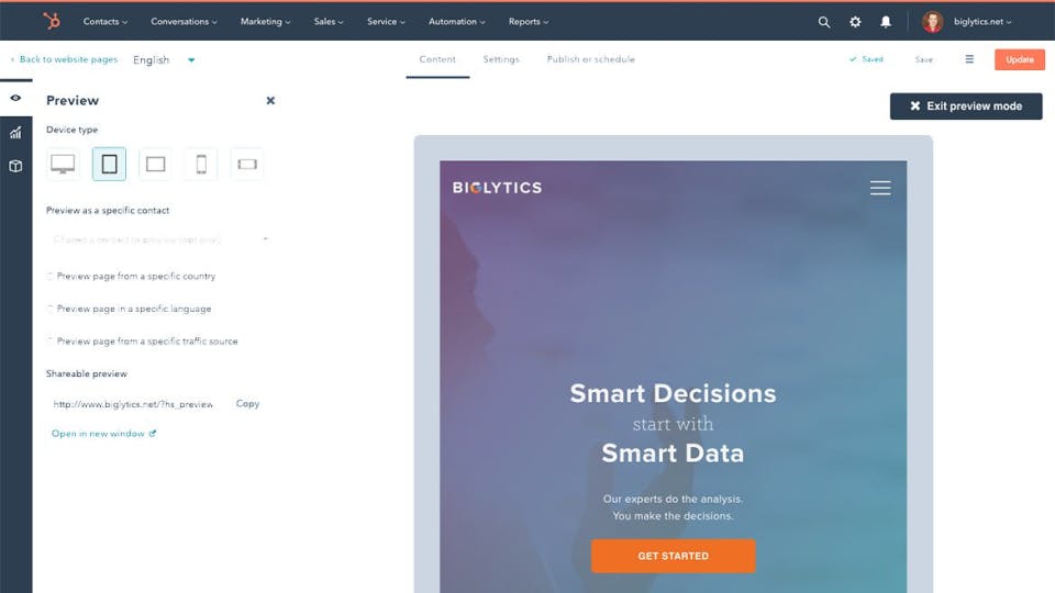 HubSpot CMS Hub Screenshot 1