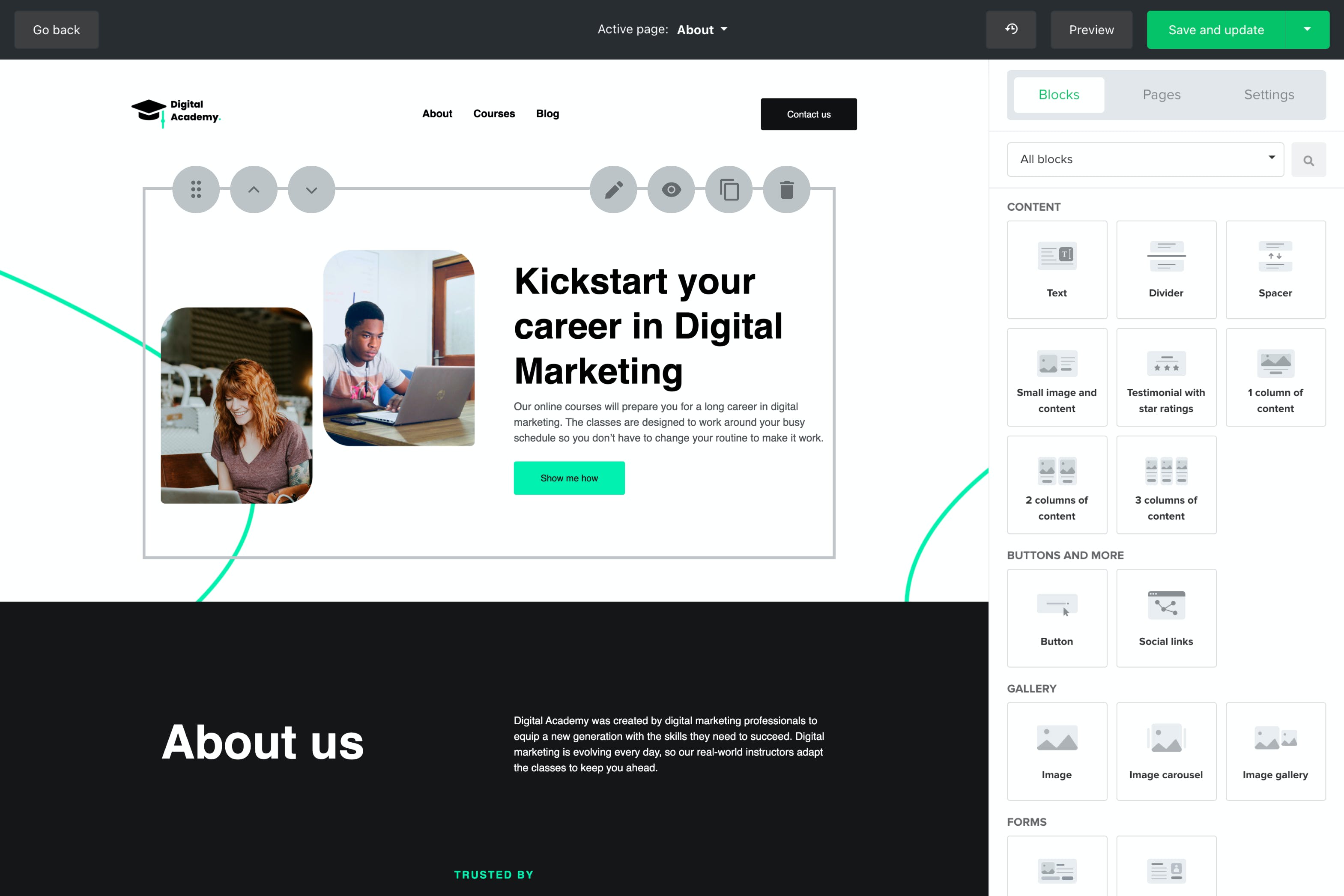 MailerLite Website Builder Screenshot 1