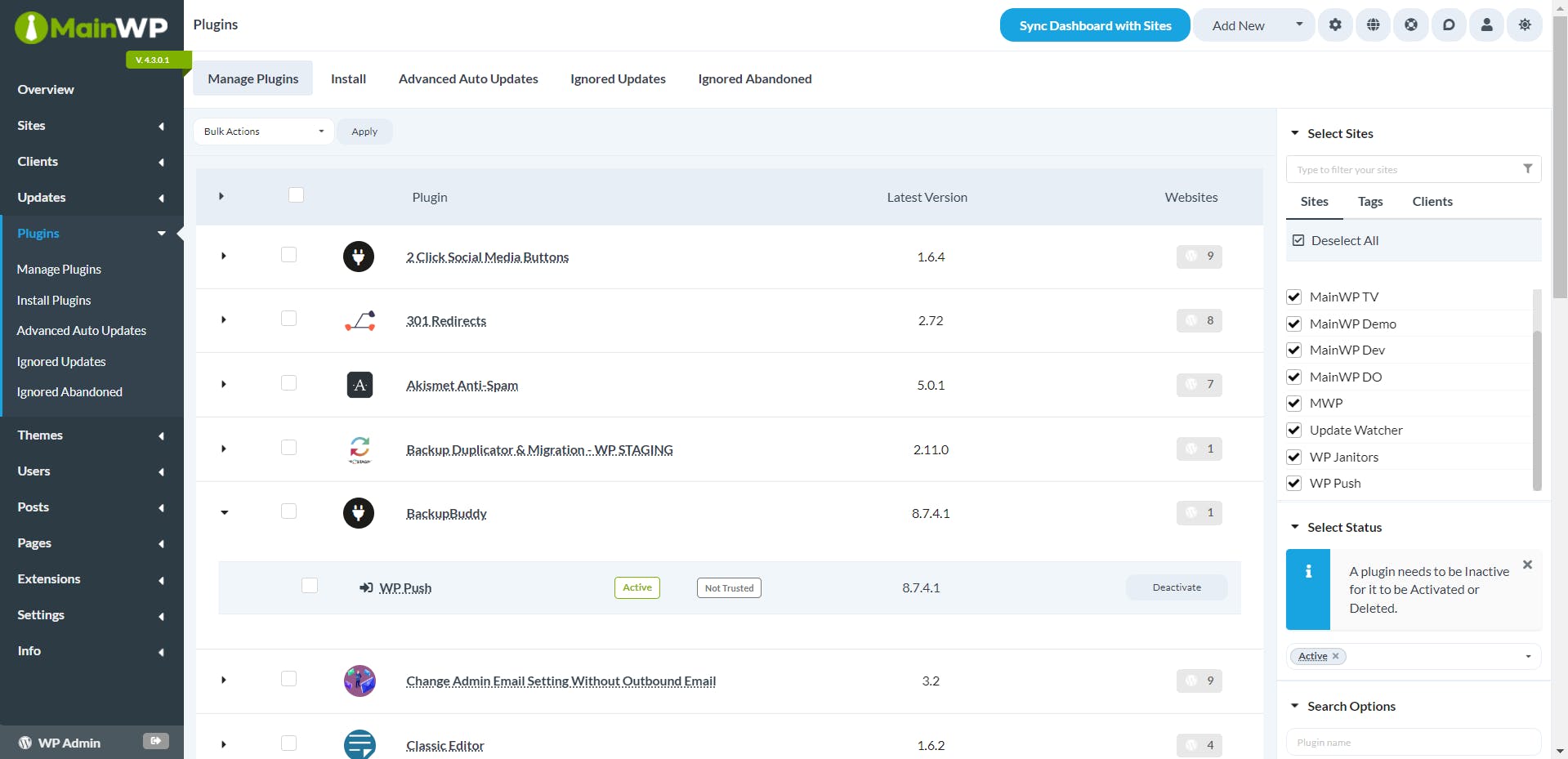 MainWP Screenshot 4