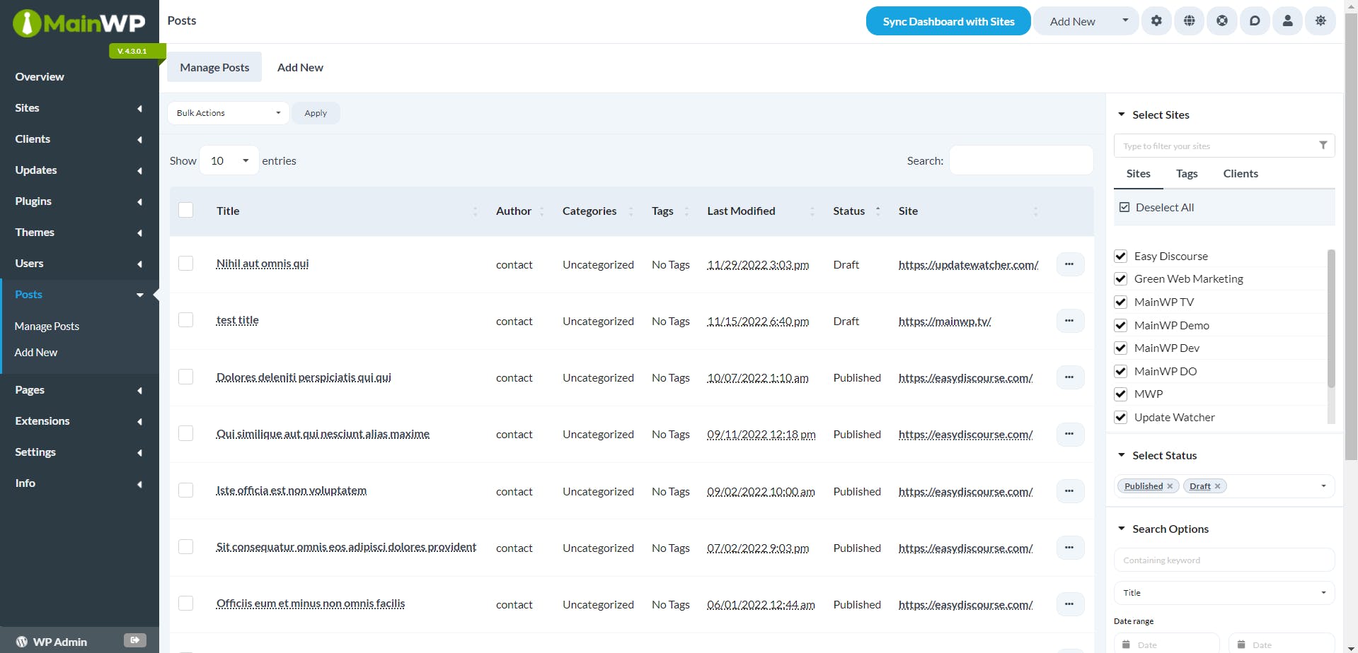 MainWP Screenshot 5