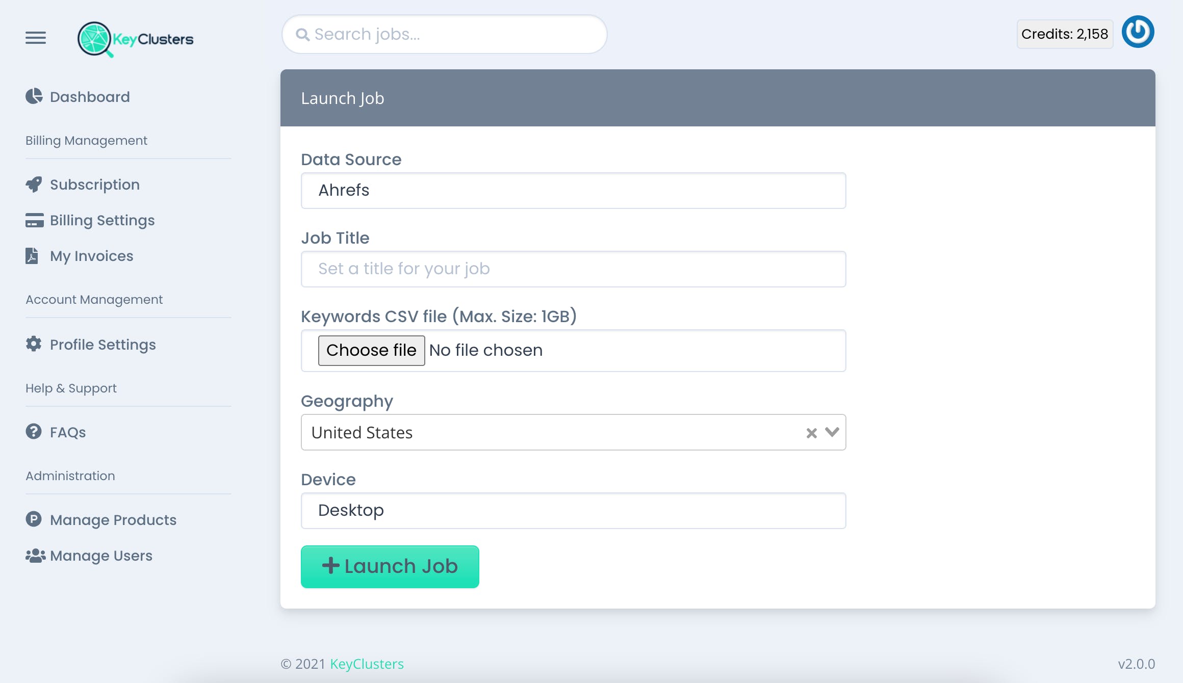 KeyClusters Screenshot 2