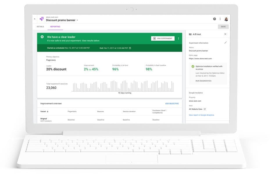 Google Optimize 360 Screenshot 1