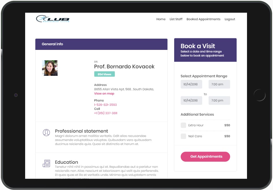 Club Management System Screenshot 2