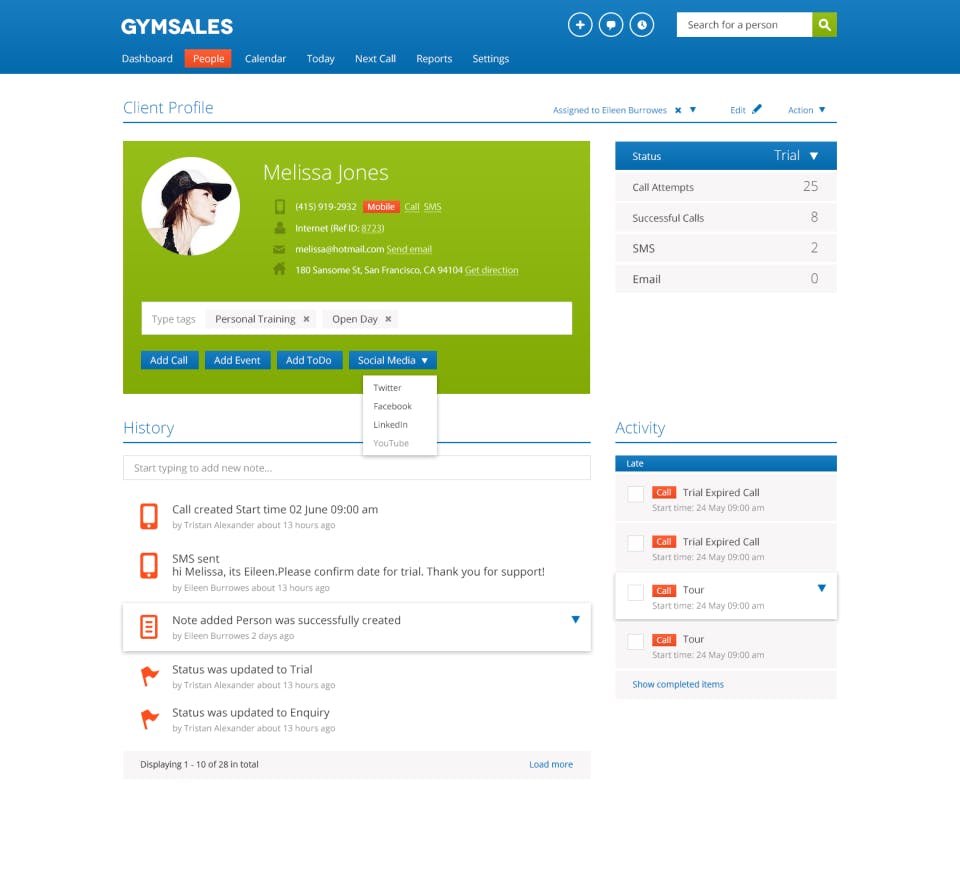 Gymsales CRM Screenshot 3